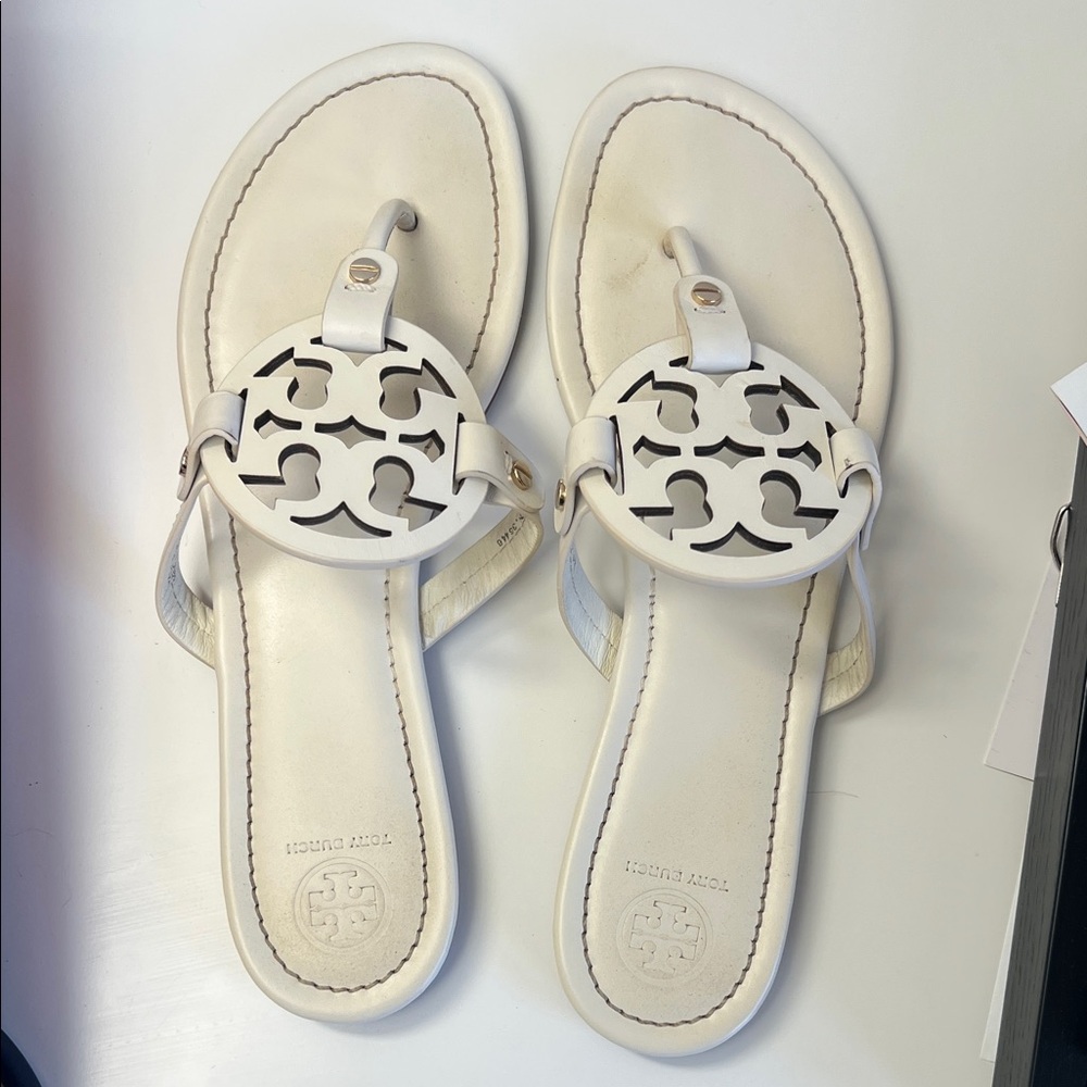 Tory Burch White Leather Sandals